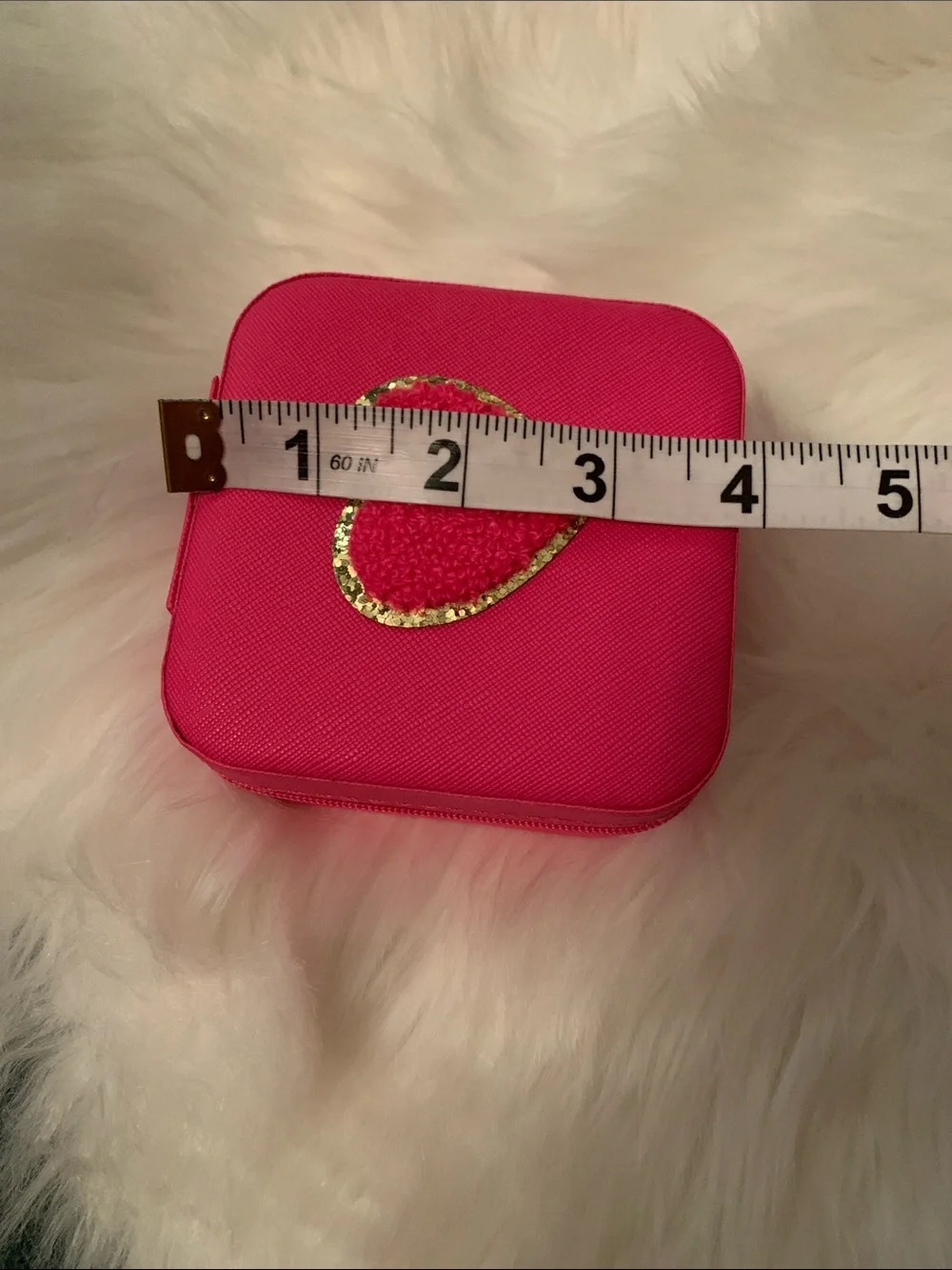 NEW Pink Heart Packable Travel Jewelry Case